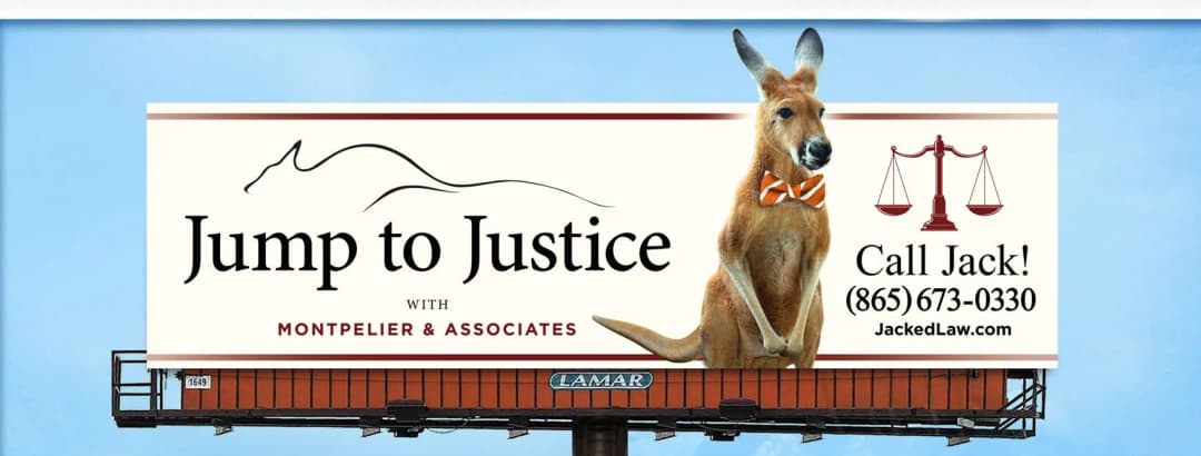 Montpelier & Associates billboard featuring Jack the kangaroo