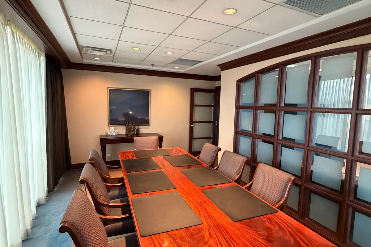 Montpelier & Associates conference room with mahogany table and skylight